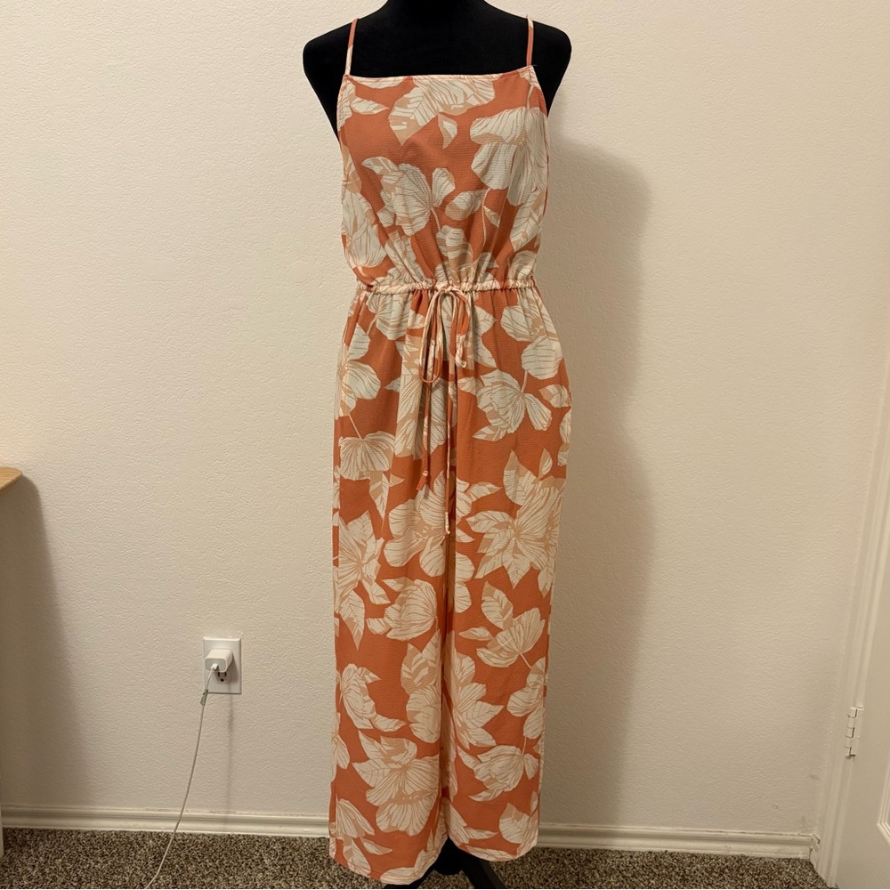 Mimi Chica Peach Floral Jumpsuit
